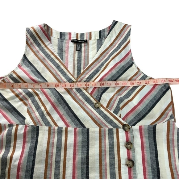 𝅺LOVE & LEGEND Faux Wrap Cotton Sleeveless Stripe V-Neck Top Sz 3X - Picture 6 of 7